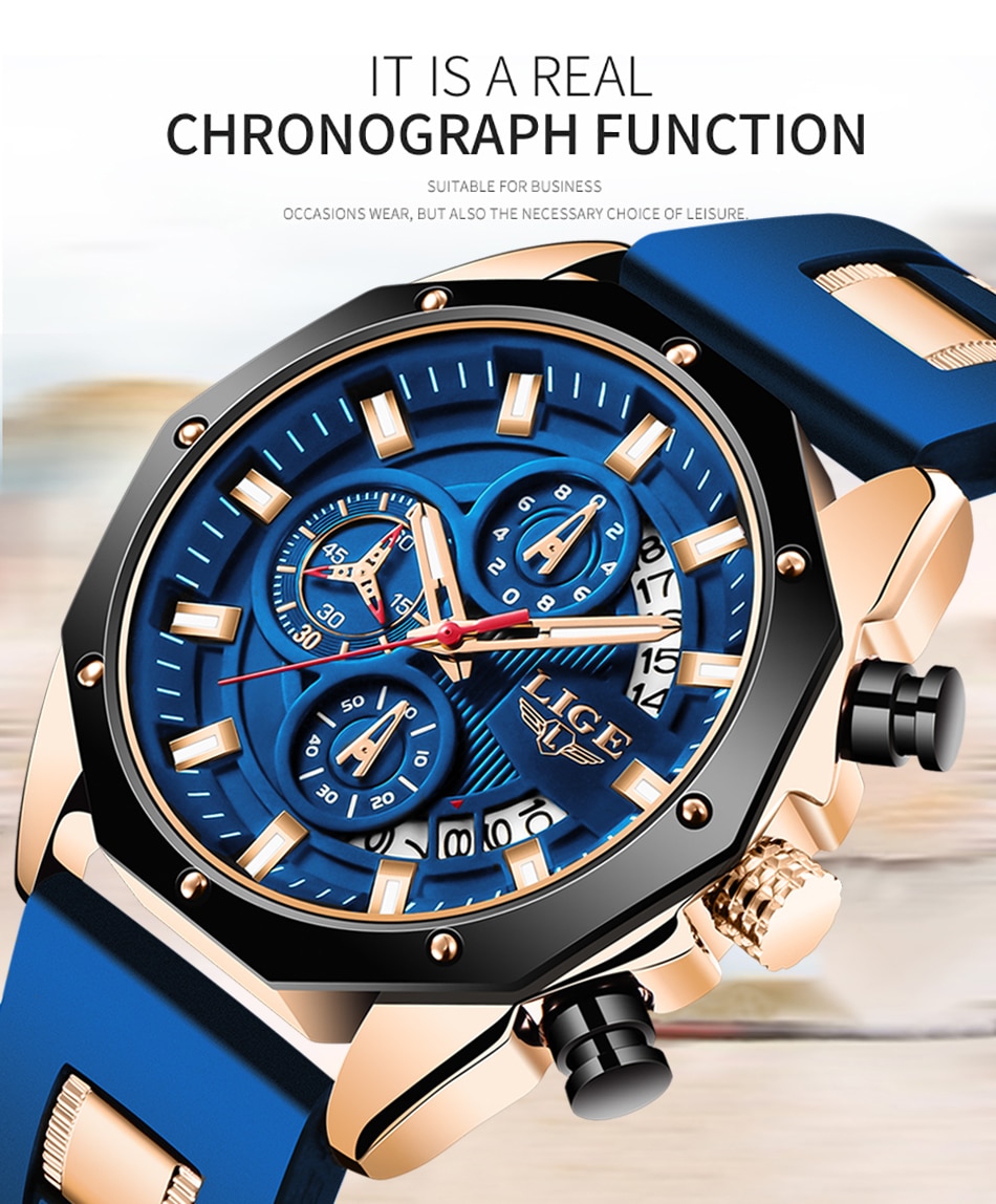 2020 NEW Top LIGE Brand Casual Fashion Watches for Man Sport Military Silicagel Wrist Watch Men Watch Chronograph Relojes Hombre ⋆ bay4bay.com